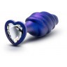 Фиолетовая анальная пробка с кристаллом-сердцем Matrix Bumped Bling Plug - 11,4 см.