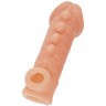 Телесная закрытая насадка с шишечками Cock Sleeve 008 Size M - 15,6 см.