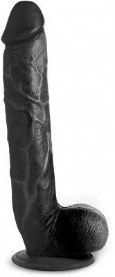 Черный фаллоимитатор-гигант на присоске Long Logan 10’’ Dildo with Balls - 27,4 см.