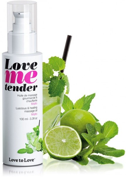 Съедобное согревающее массажное масло Love Me Tender Mojito с ароматом мохито - 100 мл.