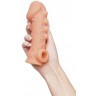 Телесная закрытая насадка с шишечками Cock Sleeve 008 Size L - 17,6 см.