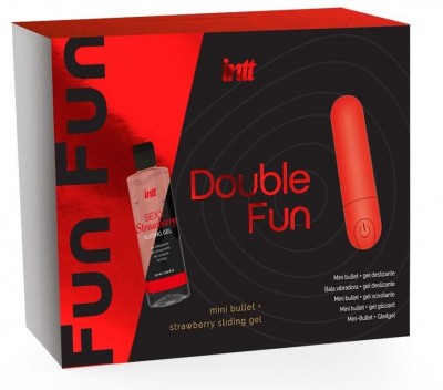 Подарочный набор Double Fun: перезаряжаемая вибропуля и гель на водной основе