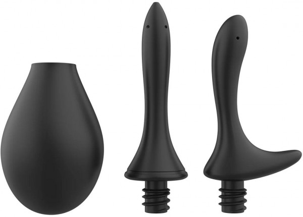 Черный анальный душ Nexus Anal Douche Set с 2 сменными насадками