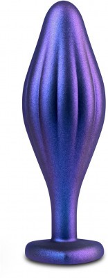 Фиолетовая анальная пробка с кристаллом-сердцем Matrix Wavy Bling Plug - 11,4 см.