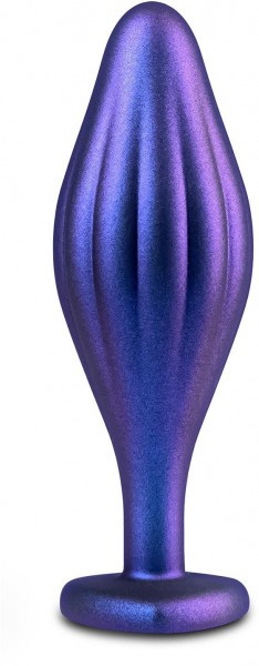Фиолетовая анальная пробка с кристаллом-сердцем Matrix Wavy Bling Plug - 11,4 см.