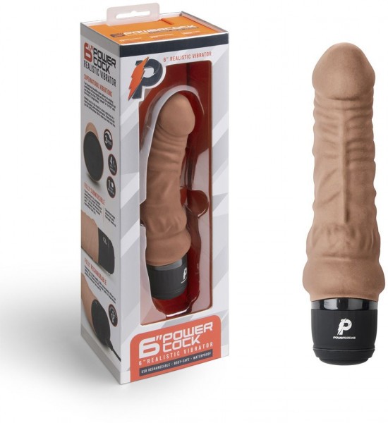 Кофейный вибратор-реалистик 6  Realistic Vibrator - 17 см.