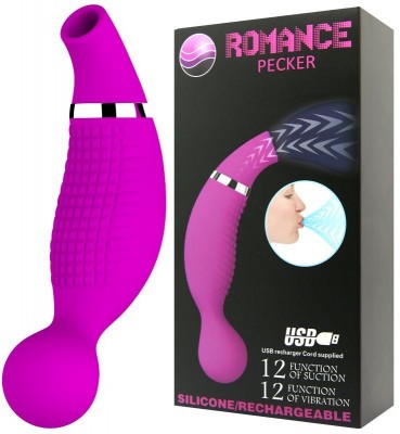 Двусторонний стимулятор Romance Pecker - с вибрацией и функцией всасывания