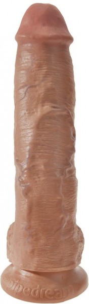 Фаллоимитатор-мулат с мошонкой 10  Cock with Balls на присоске - 25,4 см.