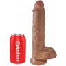 Фаллоимитатор-мулат с мошонкой 10  Cock with Balls на присоске - 25,4 см.