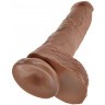 Фаллоимитатор-мулат с мошонкой 10  Cock with Balls на присоске - 25,4 см.