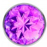 Серебристая анальная пробка Sparkle XL с фиолетовым кристаллом - 11 см.