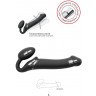 Черный безремневой вибрострапон Vibrating Bendable Strap-On - size L