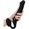 Черный безремневой вибрострапон Vibrating Bendable Strap-On - size L