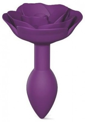 Фиолетовая анальная пробка с ограничителем-розой Open Rose Size S Butt Plug