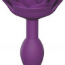 Фиолетовая анальная пробка с ограничителем-розой Open Rose Size S Butt Plug