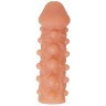 Телесная закрытая насадка с шариками Cock Sleeve 010 Size S - 13,8 см.