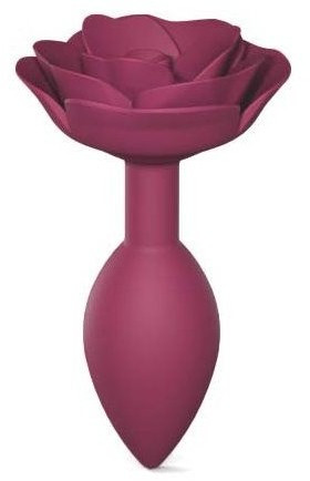 Сливовая анальная пробка с ограничителем-розой Open Rose Size M Butt Plug