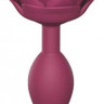 Сливовая анальная пробка с ограничителем-розой Open Rose Size M Butt Plug