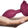 Сливовая анальная пробка с ограничителем-розой Open Rose Size M Butt Plug