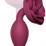 Сливовая анальная пробка с ограничителем-розой Open Rose Size M Butt Plug