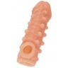 Телесная закрытая насадка с шариками Cock Sleeve 010 Size M - 15,6 см.