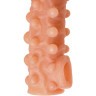 Телесная закрытая насадка с шариками Cock Sleeve 010 Size M - 15,6 см.