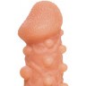 Телесная закрытая насадка с шариками Cock Sleeve 010 Size M - 15,6 см.