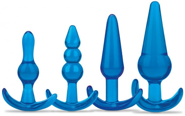 Тренировочный набор из 4 голубых анальных плагов Anal Training Set