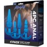 Тренировочный набор из 4 голубых анальных плагов Anal Training Set
