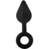 Черная анальная пробка с ручкой-кольцом XL Single Drop Plug - 14 см.