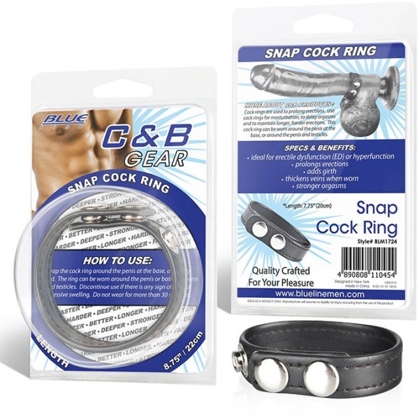 Кольцо на пенис из искусственной кожи на клепках SNAP COCK RING