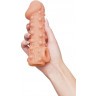Телесная закрытая насадка с шариками Cock Sleeve 010 Size L - 17,6 см.