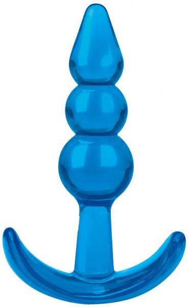 Голубой анальный плаг Beginners Beaded Plug - 9,5 см.