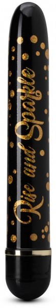 Черно-золотистый классический вибратор Rise and Sparkle - 17,8 см.