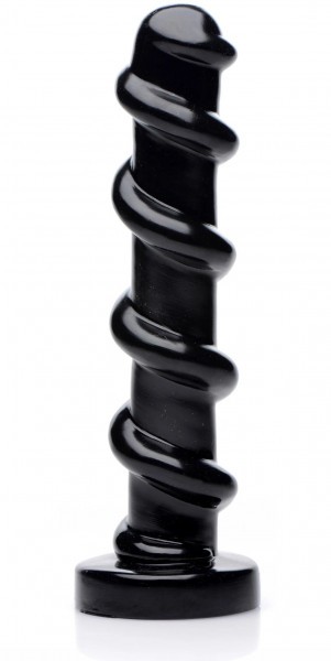 Черный стимулятор с винтовой конструкцией Mighty Screw - 24,1 см.