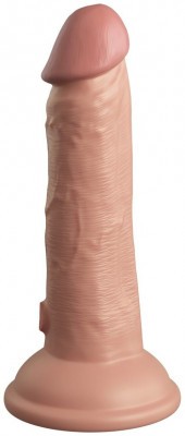 Телесный вибратор-реалистик на присоске 6  Vibrating Silicone Dual Density Cock - 17,8 см.