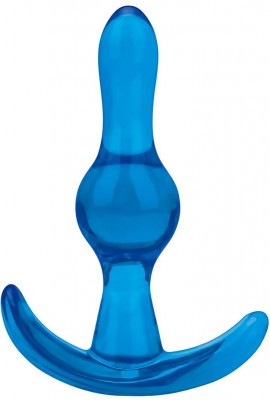 Голубой анальный стимулятор Tear Drop Butt Plug - 8,9 см.