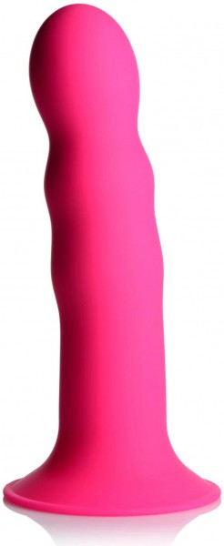 Розовый гибкий фаллоимитатор Squeeze-It Wavy Dildo - 18,3 см.