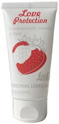 Лубрикант на водной основе с ароматом клубники Love Protection Strawberry - 50 мл.