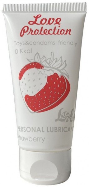 Лубрикант на водной основе с ароматом клубники Love Protection Strawberry - 50 мл.