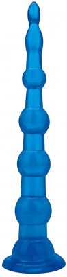 Голубая анальная елочка на присоскеAnal Beads With Suction Base - 21,6 см.