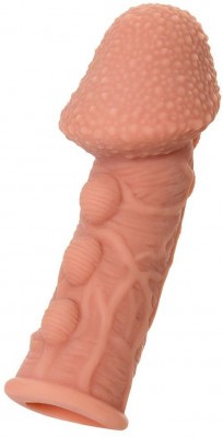 Насадка на фаллос с пузыриками, венками и ребристостью Extreme Sleeve 009 S-size - 12,7 см.