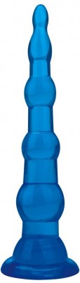 Голубая анальная елочка на присоске Anal Beads With Suction Base - 17,1 см.
