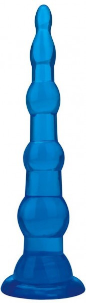 Голубая анальная елочка на присоске Anal Beads With Suction Base - 17,1 см.
