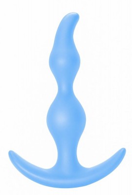 Голубая анальная пробка Bent Anal Plug Black - 13 см.