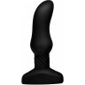 Черная анальная вибропробка с пультом ДУ Curved Rimming Plug Slim M - 13,9 см.