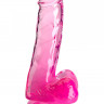 Розовый фаллоимитатор с мошонкой на присоске 6’’ Cock with Balls - 17,8 см.