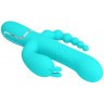 Аквамариновый вибратор для тройной стимуляции Cammy - 22,2 см.