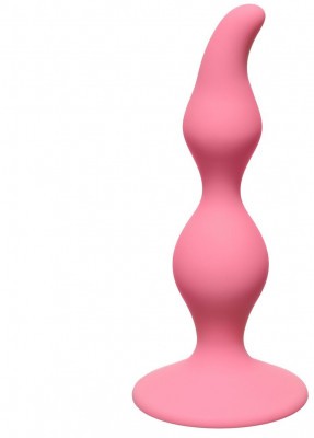 Розовая анальная пробка Curved Anal Plug Pink - 12,5 см.