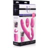Розовый безремневой страпон с вибрацией и функцией расширения Inflatable Ergo-Fit Strapless Strap-On